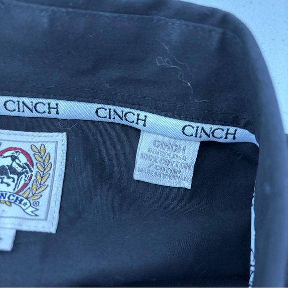 Cinch Black Button Front Shirt Long Sleeve Rodeo Western Solid Men's Large - Picture 5 of 7